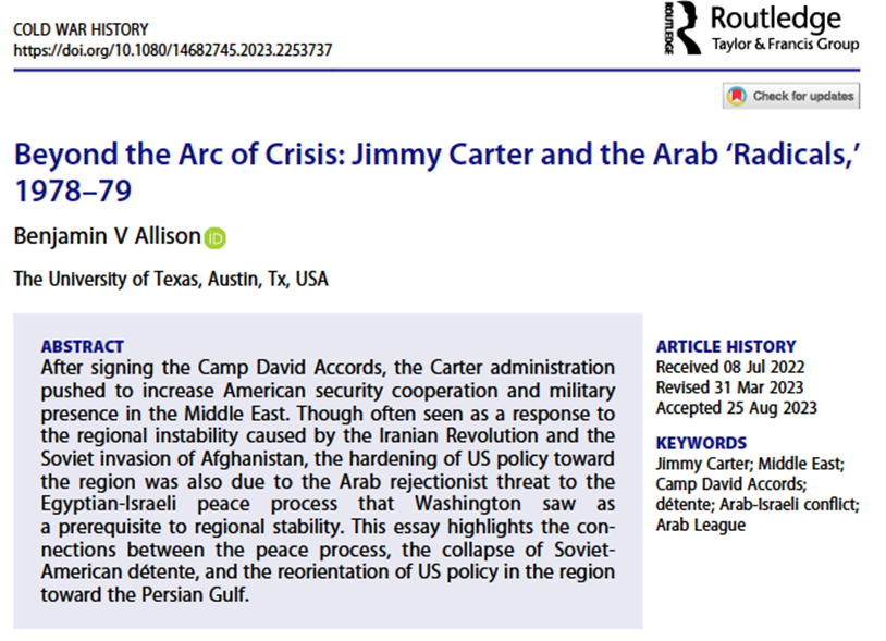 My latest article is out with @coldwarhistoryj! It explores the Carter administration’s policy toward the Arab “rejectionists” (Algeria, Libya, Iraq, PLO, Syria, South Yemen) after the Camp David Accords (Sept 17, 1978). Let’s dive in! 🧵tandfonline.com/eprint/WVRDYID…