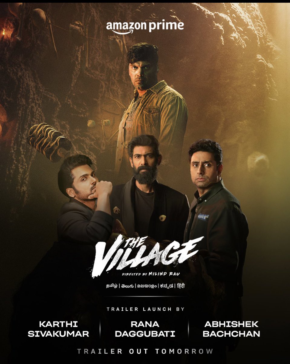 Witness the unseen horrors of 'the village’ 🫣#TheVillageOnPrime, Nov 24 only on <a href="/PrimeVideoIN/">prime video IN</a>
Trailer out tomorrow at 1:30pm
<a href="/arya_offl/">Arya</a> <a href="/milindrau/">Milind Rau</a> <a href="/ggirishh/">Girishh Gopalakrishnan</a> <a href="/DivyaPillaioffl/">Pillai Divya</a> <a href="/thespcinemas/">SP CINEMAS (PRODCO PVT LTD)</a> <a href="/DeerajVaidy/">Deeraj Vaidy</a> <a href="/ActorMuthukumar/">Muthukumar</a> <a href="/Aazhiya_/">Aazhiya_rowdy_baby</a> <a href="/highonkokken/">John Kokken</a> <a href="/Poojaram22/">Pooja Ramachandran</a> <a href="/theabishekkumar/">Abishek kumar</a>