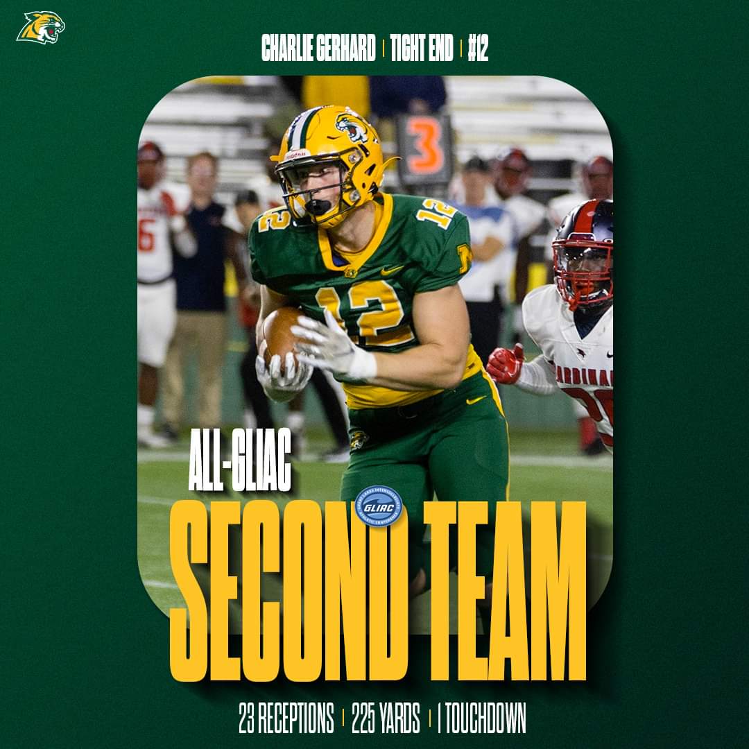 NMU_Football's tweet photo. Charlie Gerhard has been named to the ALL-GLIAC Second Team, while Kyle Sahr, Mitch Larkin, and Jax Hertel received Honorable Mention.

Story ➡ https://t.co/qE0mnfOmJk

#NMUwildcats #ShareNMU https://t.co/FwEOJmguvn
