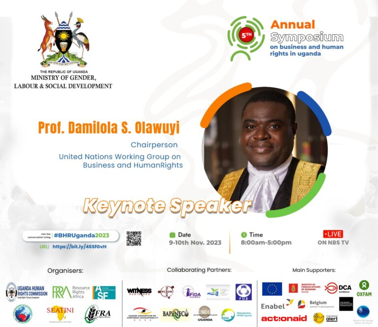 Prof. Damilola S. Olawuyi (@dsolawuyi ) we appreciate for delivering such an  inspirational key note address titled,'The Uganda's Score Card' during the 5th Symposium on #BHR in Uganda.Your reflections on #UNGPs implementation was timely. You can listen in resourcerightsafrica.org/videos/