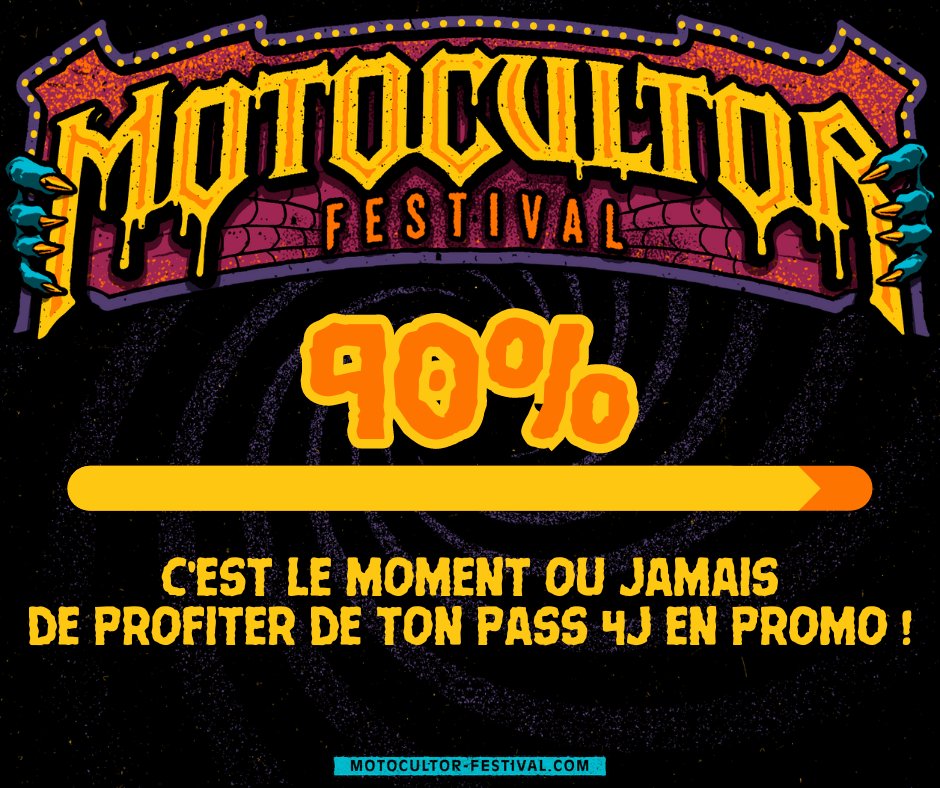 Plus que 200 Pass 4J dispos en promo pour le #MotocultorFestival 📢 Pour rejoindre la fête du 15 au 18 août à Carhaix, ça se passe sur ce lien : motocultor.seetickets.com/event/motocult… Pour rappel : profitez de votre pass à 165€ au lieu de 175€ (hors frais de loc)