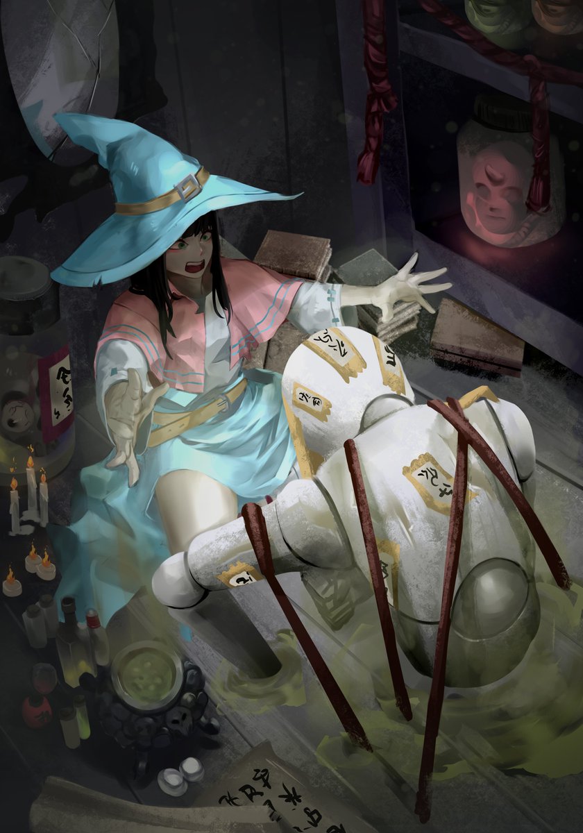 vinoillust's tweet photo. Hello! Here's something I've done with Secret 6. Originally planned to be part of our art jam witchtober last year but had to scrap the idea. Decided to give it a chance tho just to see how I can push the piece further. 

Inspired by Zeen Chin
#s6witchtober #witchtober #witch https://t.co/ptx3N5EVdB