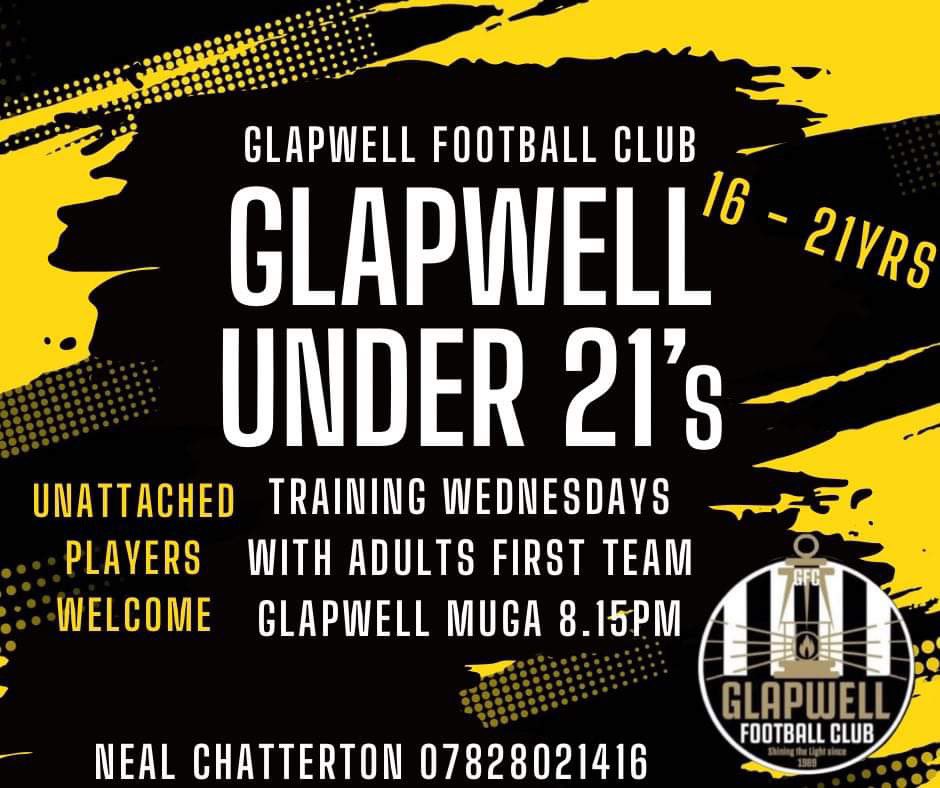Glapwell_FC_89's tweet photo. We are pleased to announce that we will be running an U21’s team next season that will compete in the @NMDFL
In the meantime we will be welcoming unattached players for training and friendlies.

To register your interest please DM or through the contact on the poster.

⚫️⚪️⚫️⚪️ https://t.co/hSDFF7XIxA