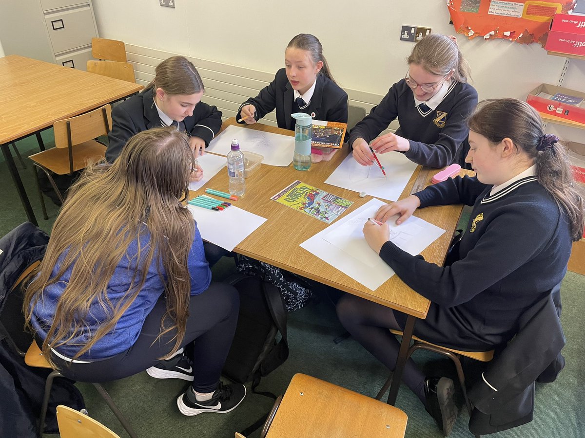OLSComicClub's tweet photo. In today’s Junior Comic Club @OLSNewry, we discussed our upcoming trip to @omniplexcinema to watch @captainmarvel on Monday! 🎥

We also started drafting our ideas for our SuperHero themed Anti-Bullying Week posters! 😁 @ABAonline #AntiBullyingWeek #TheMarvels https://t.co/REOm1UDNs3