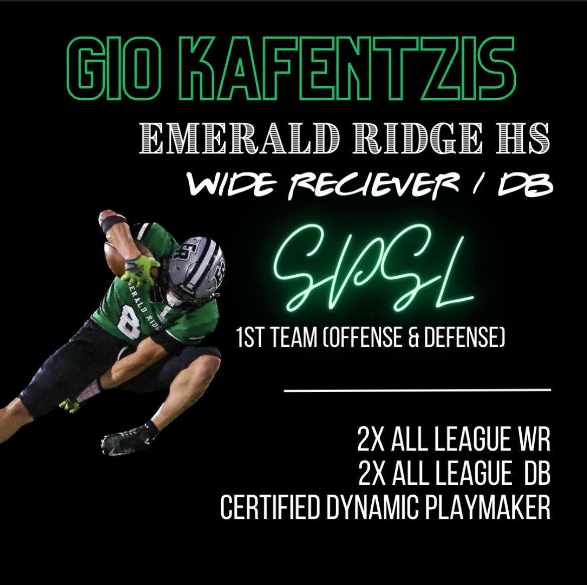 🌟Senior Spotlight🌟
Giovanni Kafentzis WR/DB
Check out his film!  👇
hudl.com/v/2M33gQ

<a href="/GioKafentzis/">Gio Kafentzis</a>
