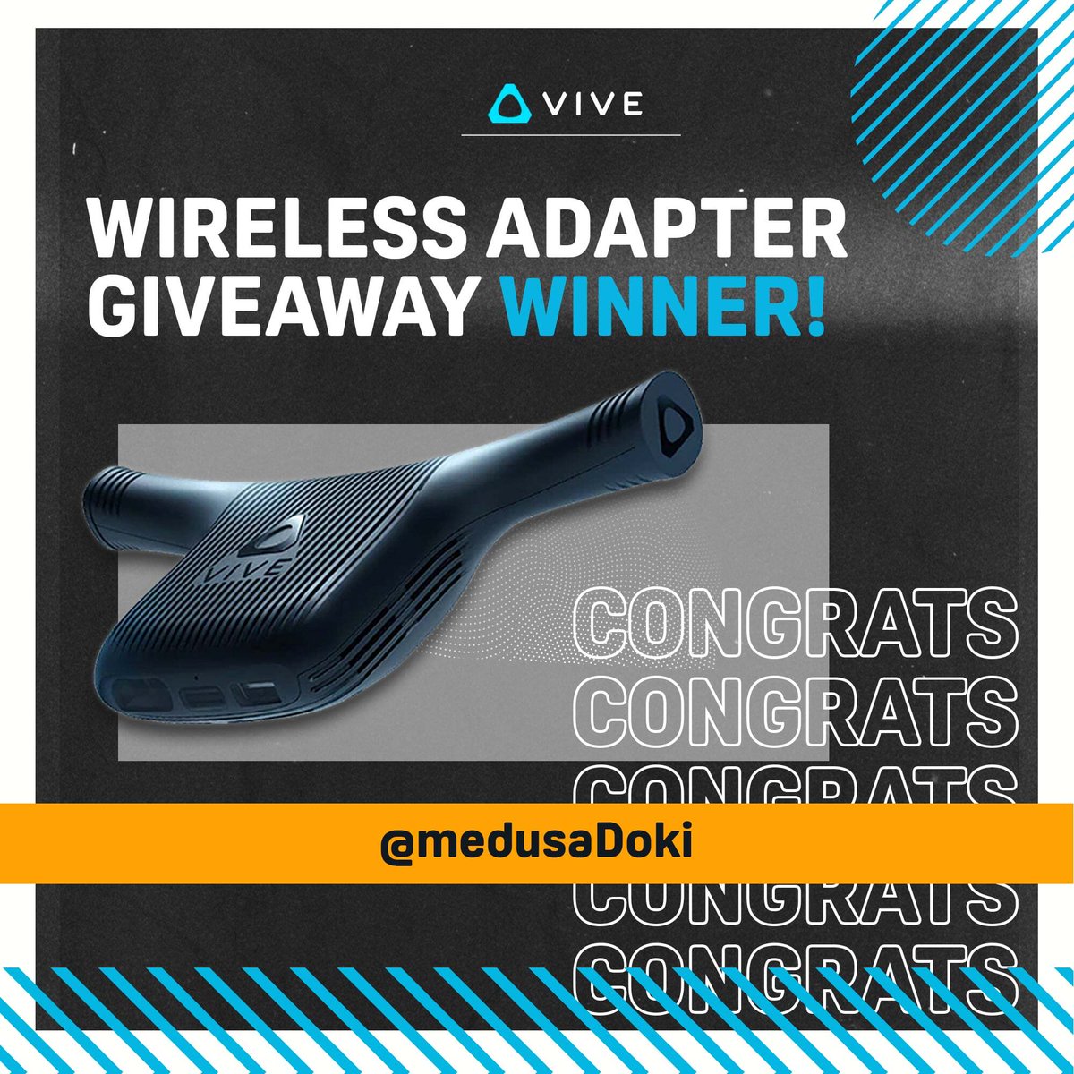 htcvive's tweet photo. Congratulations to @medusaDoki! 🎉

Enjoy untethered adventures with your VIVE Wireless Adapter.

#GIVEAWAY #GIVEAWAYWINNER #VR #VIRTUALREALITY #WIRELESSTRACKING #WIRELESSVR #MOTIONTRACKING #WIRELESSADAPTER #WIRELESSGAMING #WIRELESS https://t.co/zOebr950V7