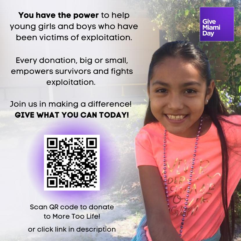 Your contributions help us to create a beacon of hope for those who need it the most. Every amount adds up to that beacon, please donate and share.

givemiamiday.org/organization/m…

#GiveMiamiDay #MoreTooLife