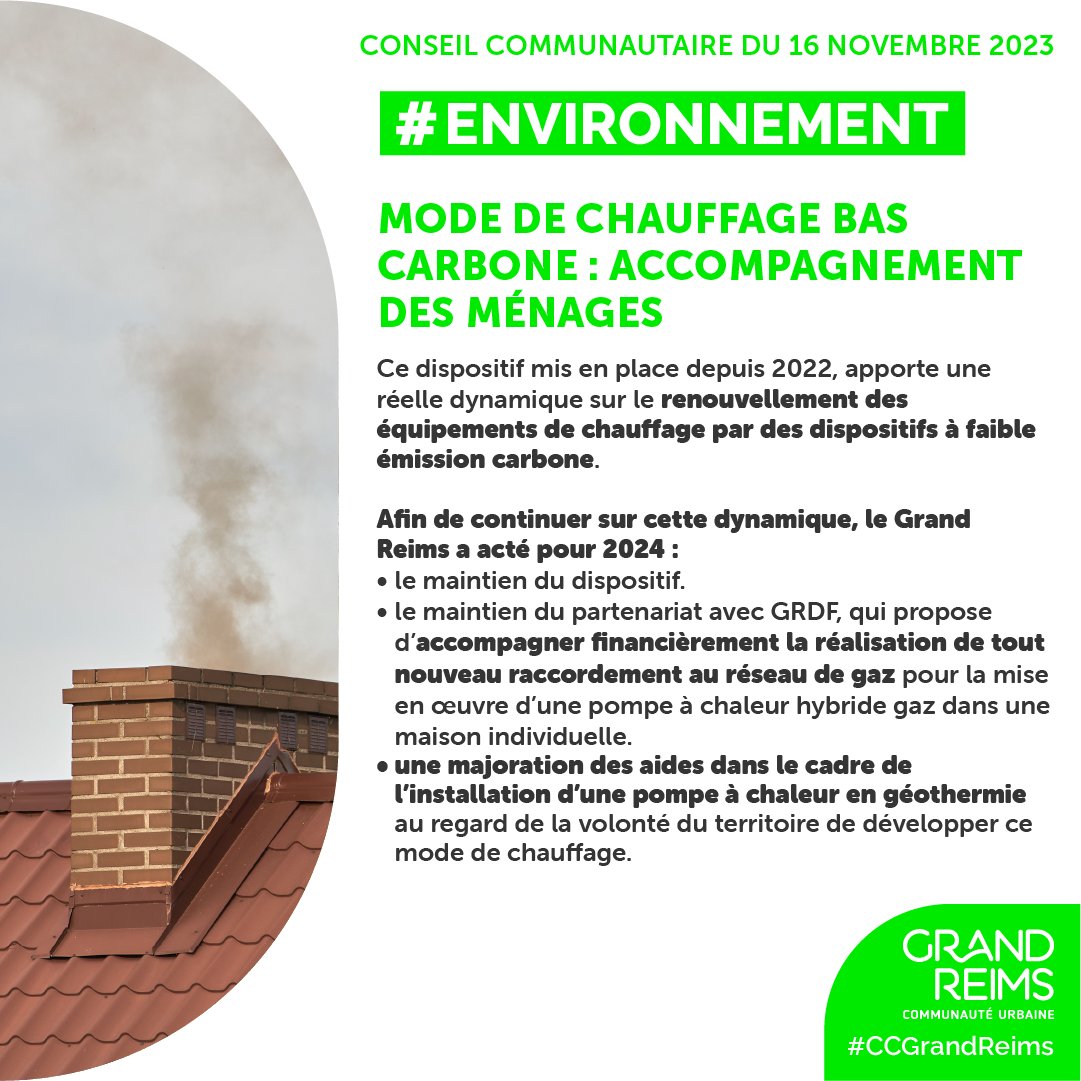 #ConseilCommunautaire du #GrandReims
Délibération n°210 : #RénovationEnergétique de l'habitat
=> Suivez en direct le conseil : bit.ly/47hCSDJ
#CCGrandReims #bascarbone #chauffage