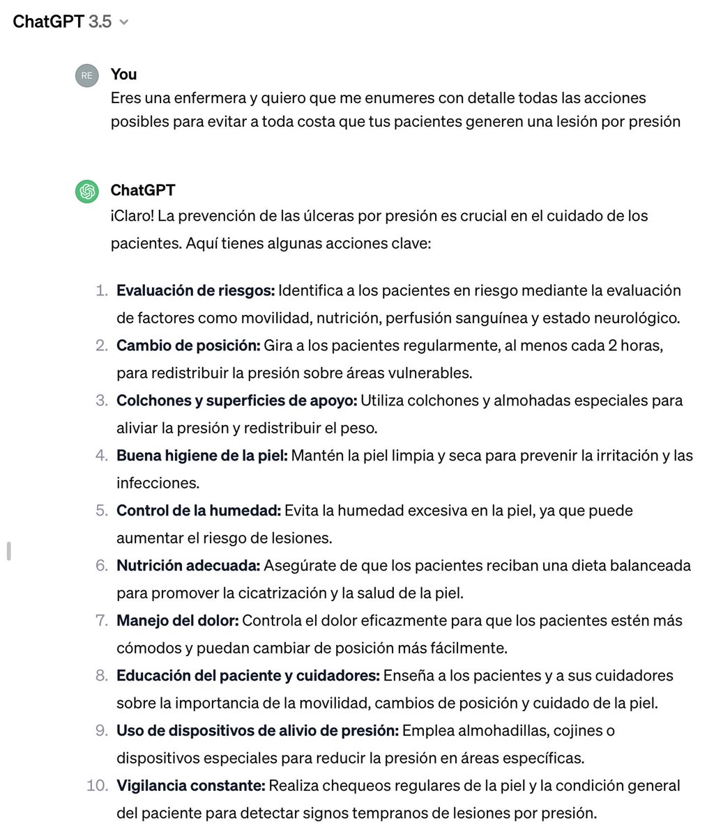 ertaky's tweet photo. Aquí os dejo mi conversación con ChatGPT sobre las Lesiones Por Presión...
#StopPUday #StopLPP #PUPrevention #DiaMundialPrevenciónUPP #StopUPP
Se viene hilo 🧵 https://t.co/HYMnrFDlqU