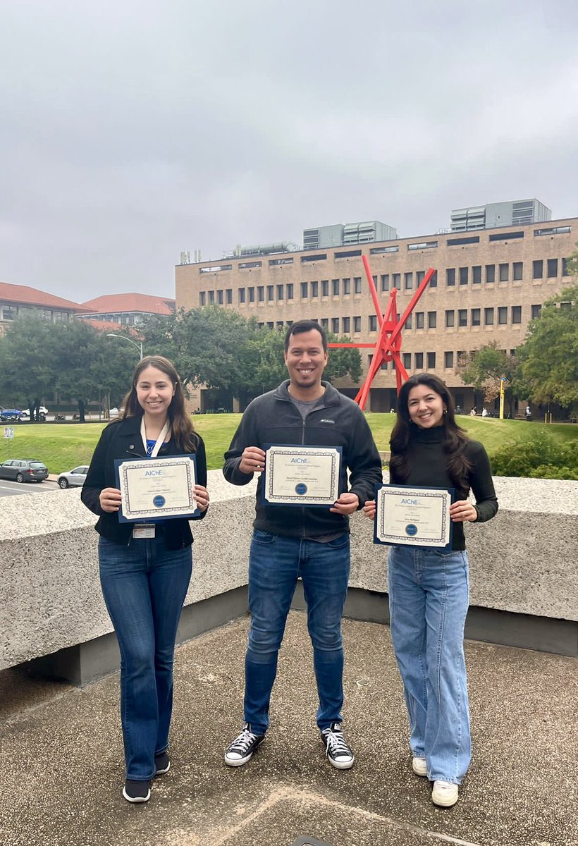 LatinX in ChE (@latinxinche) on Twitter photo Part of our leadership team (<a href="/fabiolachapav/">Fabiola Chapa Villarreal</a>, <a href="/DavidCastillaC4/">David Castilla-Casadiego 🇨🇴</a>, and <a href="/iramirezvelez/">Isabela Ramirez Velez</a>) at the University of Texas at Austin (<a href="/TexasChE/">TexasChE</a>) celebrating the 2023 IDEAL Award we were awarded during the AIChE Annual Meeting <a href="/ChEnected/">American Institute of Chemical Engineers (AIChE)</a> ! Part of our leadership team (<a href="/fabiolachapav/">Fabiola Chapa Villarreal</a>, <a href="/DavidCastillaC4/">David Castilla-Casadiego 🇨🇴</a>, and <a href="/iramirezvelez/">Isabela Ramirez Velez</a>) at the University of Texas at Austin (<a href="/TexasChE/">TexasChE</a>) celebrating the 2023 IDEAL Award we were awarded during the AIChE Annual Meeting <a href="/ChEnected/">American Institute of Chemical Engineers (AIChE)</a> !