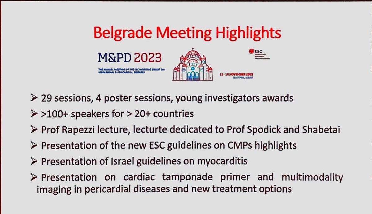 giorgia_benzoni's tweet photo. It’s a wrap!!! 🔚
@escardio M& PD WG annual meeting is done ✔️🇷🇸
Thanks to Faculty, Delegates, Presenters and all participants to this amazing meeting! ✨29 session, 4 poster sessions, YIA… and so on!✨
#ESCardioMPD2023 #ESCAbstract #AcademyESC #ESCYoung #CardioTwitter #HF https://t.co/kDMropTmZU