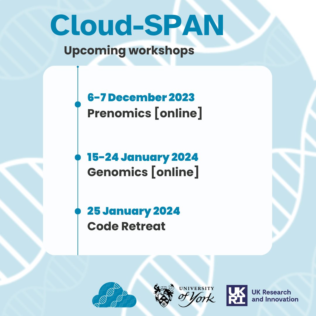 🔹Would you like an introduction to command-line programming? Join us for Prenomics! 

🔹Would you like to acquire data management and analytical skills for genomic research? Join us for Genomics! 

Courses are free &amp; scholarships are available for equipment and travel expenses.