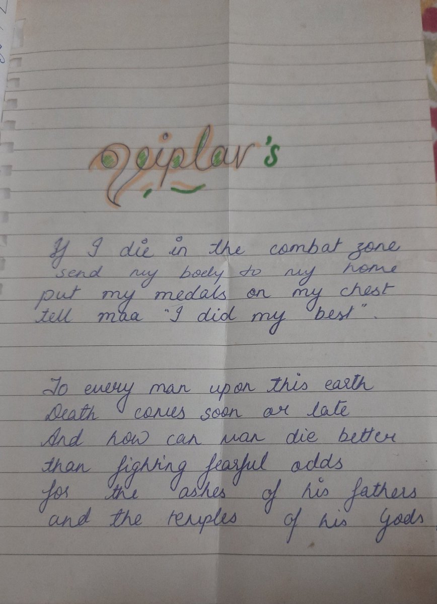 ashakmt's tweet photo. Most holy book for me is his dairy and letters.
Also his words "Jab lagega ab jana hai to papa se pahle tum yaad aaogi Maa"
Kya usse pata tha??? https://t.co/wXxhA9B6Pv