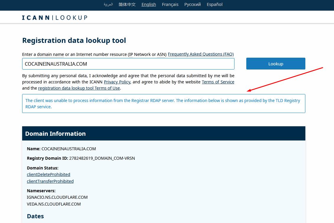 aa419's tweet photo. Dear @icann_president @ICANN 

It's frustrating seeing broken lookup services with no accountability.

Could we please ask that you actually live up to what you claim, for a change? #compliance #complaints

@AusFedPolice @CyberGovAU https://t.co/yP6GRIoYMn