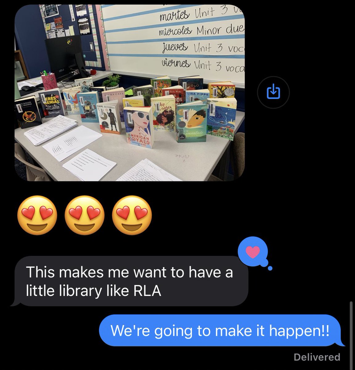 MsGs_Library's tweet image. It&apos;s texts like these that make my day as a librarian 💙

I love working with amazing teachers like @MMaldonado_HJH who value building literacy across content &amp;amp; languages.
🤞🏻🤞🏻 We get a grant to make her dream a reality! #wearehaskett #katylibraries