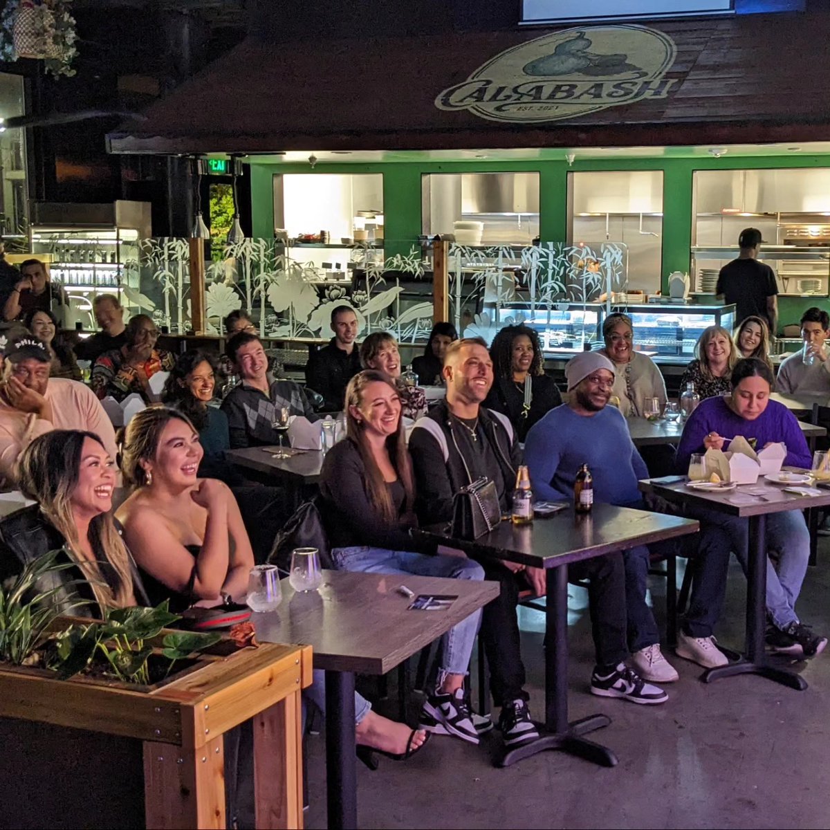 Sold out opening night at Calabash Oakland last Saturday. Join us this week for a fun night filled with laughs: eventbrite.com/e/comedy-oakla… #oakland #comedy #event