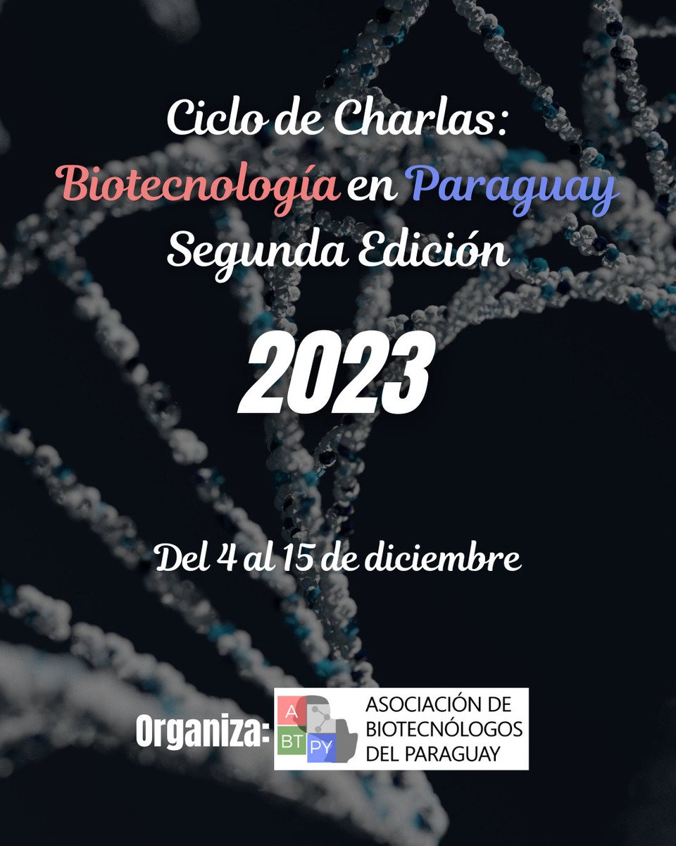 BiotecPy's tweet photo. ¡Se viene la segunda edición de nuestro ciclo de charlas "Biotecnología en Paraguay"! 🧬🇵🇾

Pronto estaremos compartiendo más detalles https://t.co/zR9Tq0vuav