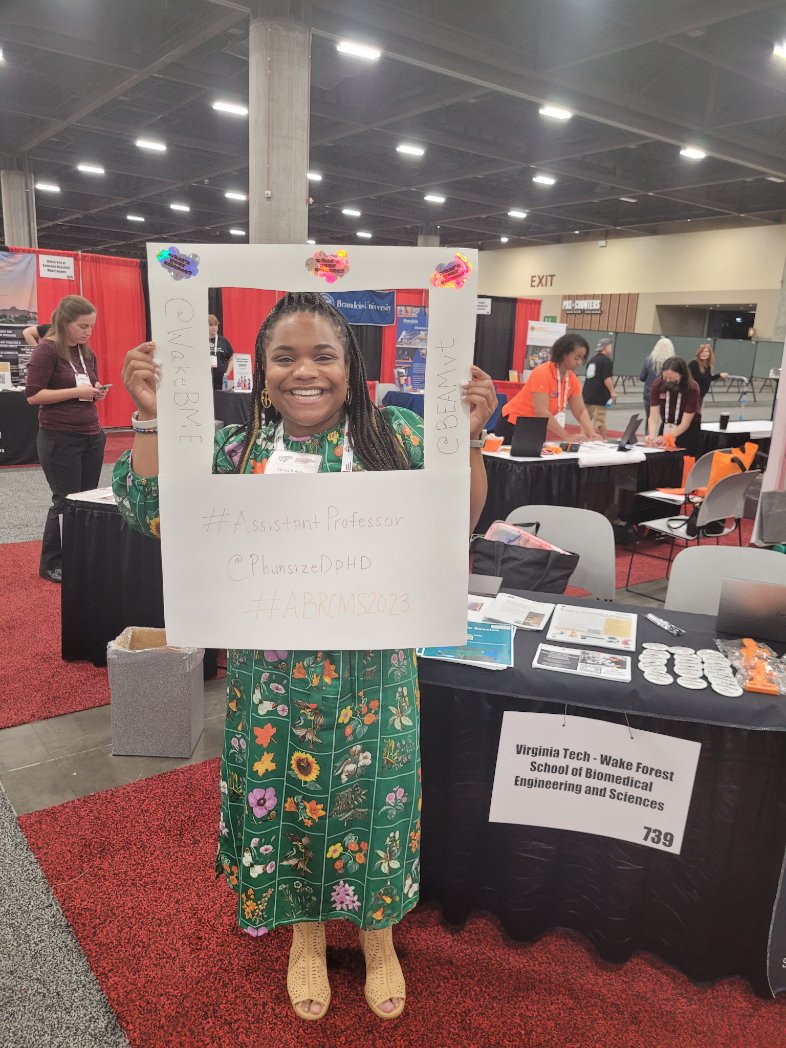 Booth #739 feat. What's your science caption? Be there or be square 😋. In all seriousness, come by @WakeBME @BEAMvt booth as well as our sister booths to hear about @VTChemDept @VTNeuro @VTCals @VT_Science @VT_TBMH @vtcsom #ABRCMS2023