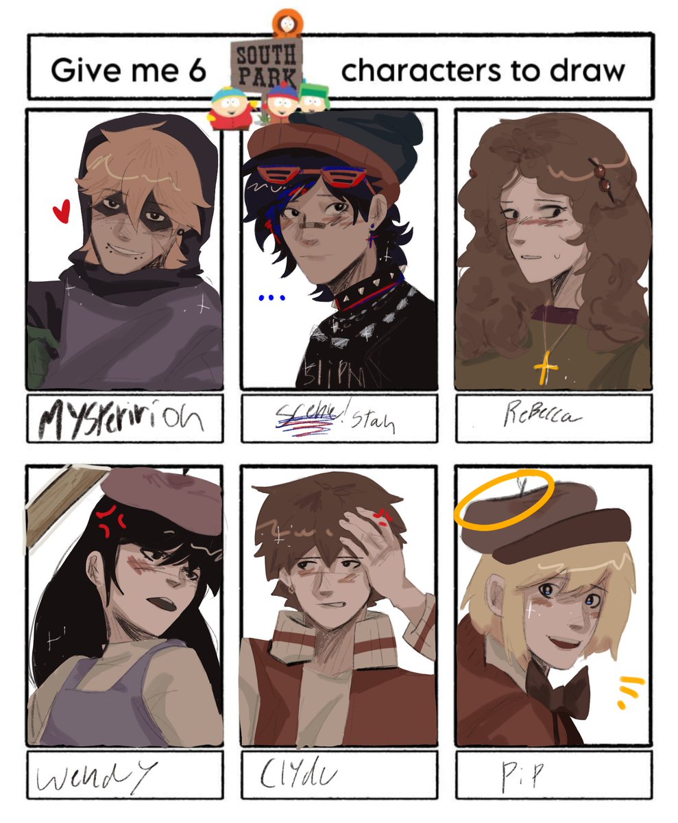 crennycore's tweet photo. mfw I draw 6 #SouthPark characters to draw give me https://t.co/thiqdRpL2Z