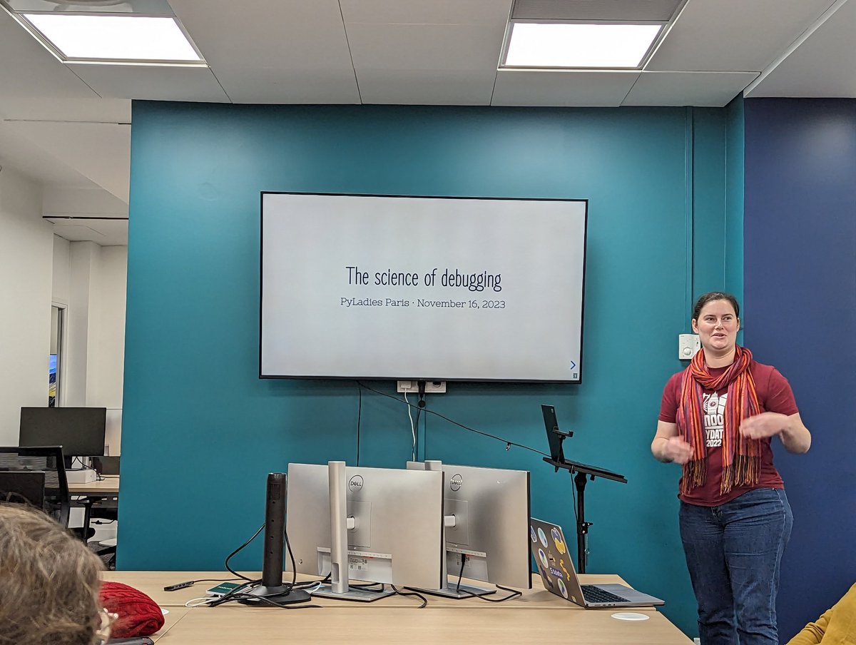 PyLadies Paris (@pyladiesparis) on Twitter photo Sarah Diot-Gerard from <a href="/OwkinScience/">Owkin</a> tells us about the science of #debugging
#pyladies #python Sarah Diot-Gerard from <a href="/OwkinScience/">Owkin</a> tells us about the science of #debugging
#pyladies #python