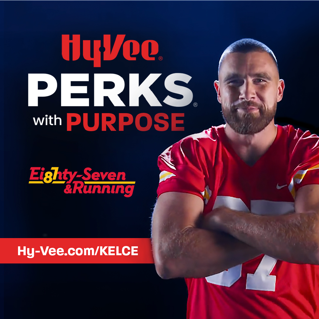 We can make a big impact together. When you sign up for a free Hy-Vee PERKS membership, @HyVee will donate to @87Running . Sign up Today! hy-vee.com/kelce. #87Running #HyVeePERKS #HyVee