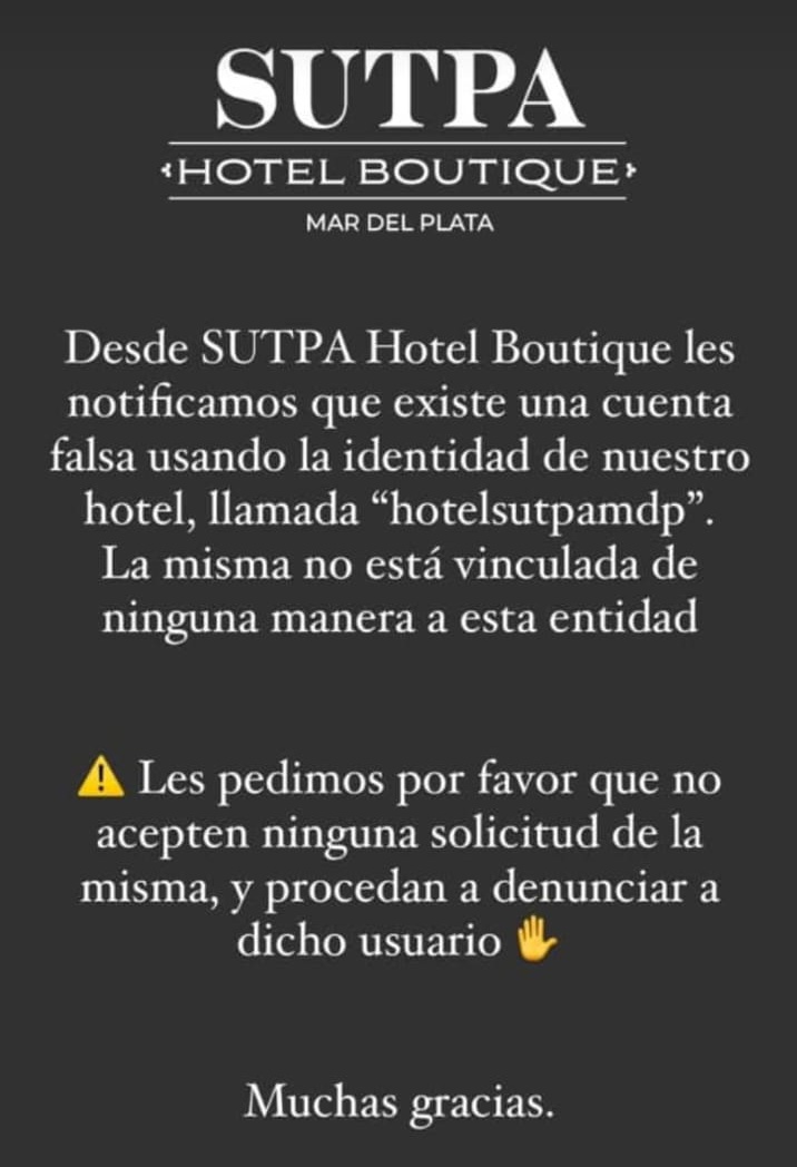 peaje197's tweet photo. https://t.co/Zsuaoat5AW
🚫Atención compañeras y compañeros, les dejamos el link de la cuenta #fake de nuestro hotel boutique. https://t.co/HLtRzLxMap