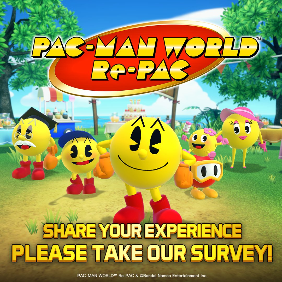 We waka waka want your feedback!     

Take the PAC-MAN WORLD Re-PAC survey to share your experience.   

Click the link here ⬇️ bandainamco.qualtrics.com/jfe/form/SV_72…
