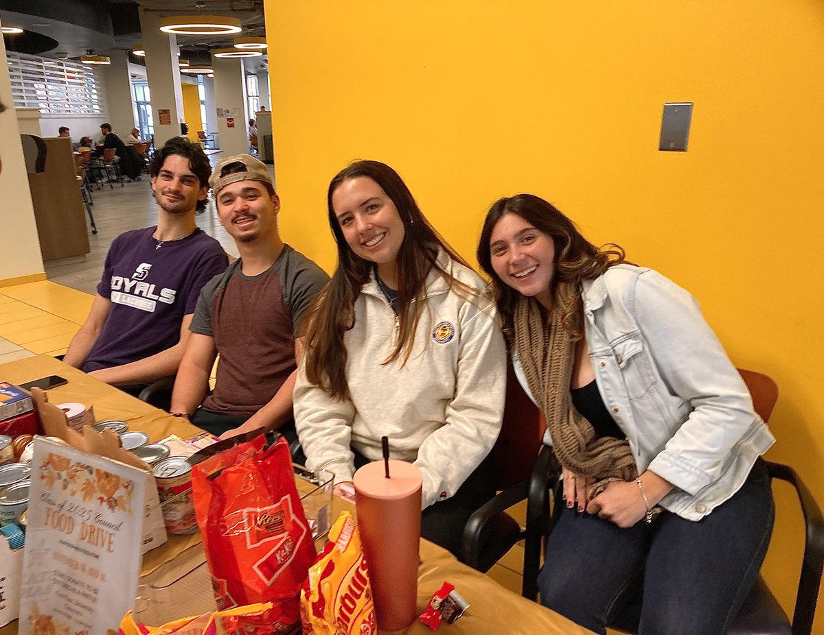 Just dropped off some canned goods at the Western New England University Class of 2025 Food Drive in University Commons, and thanks to Ty Semenza, Matt Johnston, Jess Brown, and Allison Stanich for being great class ambassadors for this good and worthy cause!