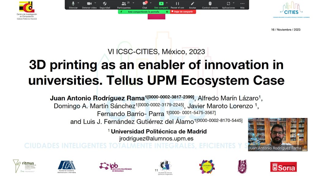 FabLab_ETSIME's tweet photo. 🎙️Nuestro compañero @JuanAntonio_RR ha presentado "3D printing as an enabler of innovation in universities.Tellus UPM Ecosystem Case" en el Congreso @CitiesCongreso 2023

Mostramos como la #impresion3D potencia proyectos y la formación de los #estudiantes @minasenergiaupm @la_upm https://t.co/Y57foXfeBU