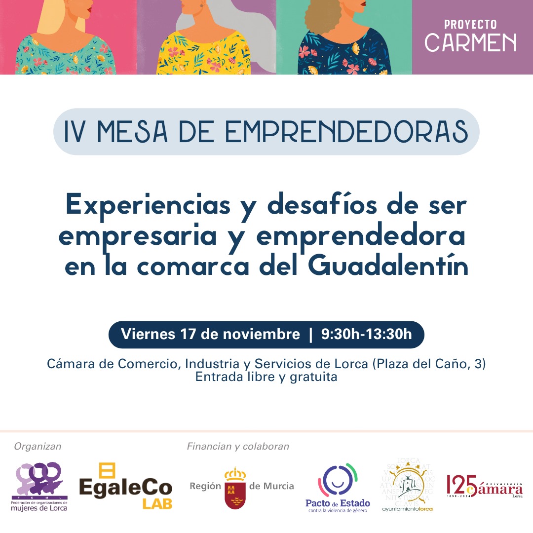 Mañana comienza la IV Mesa de EMPRENDEDORAS en #Lorca y #comarca organizada por la #foml. Entrada libre. Experiencias, aprendizaje y contactos. ¿Te lo vas a perder?😉