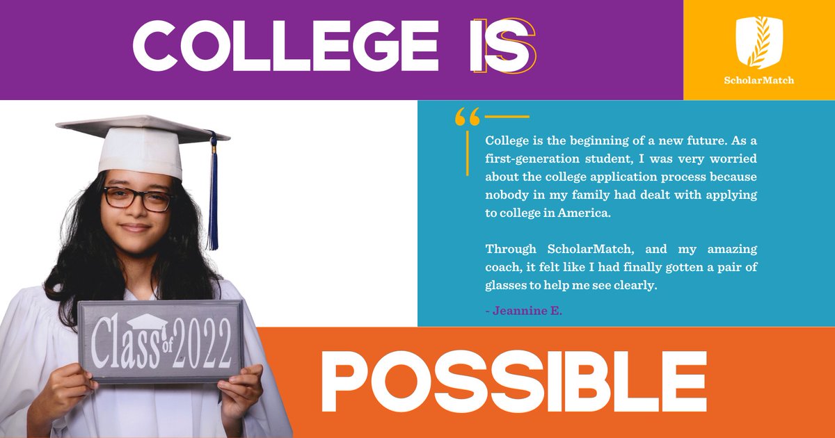 ScholarMatch's tweet image. This holiday season, join us in supporting the power of education, one #collegeapplication at a time. If ScholarMatch’s mission resonates with you, consider donating as we approach #GivingTuesday on Nov. 28. Make a donation: bit.ly/supportscholar…
#collegeispossible #firstgen