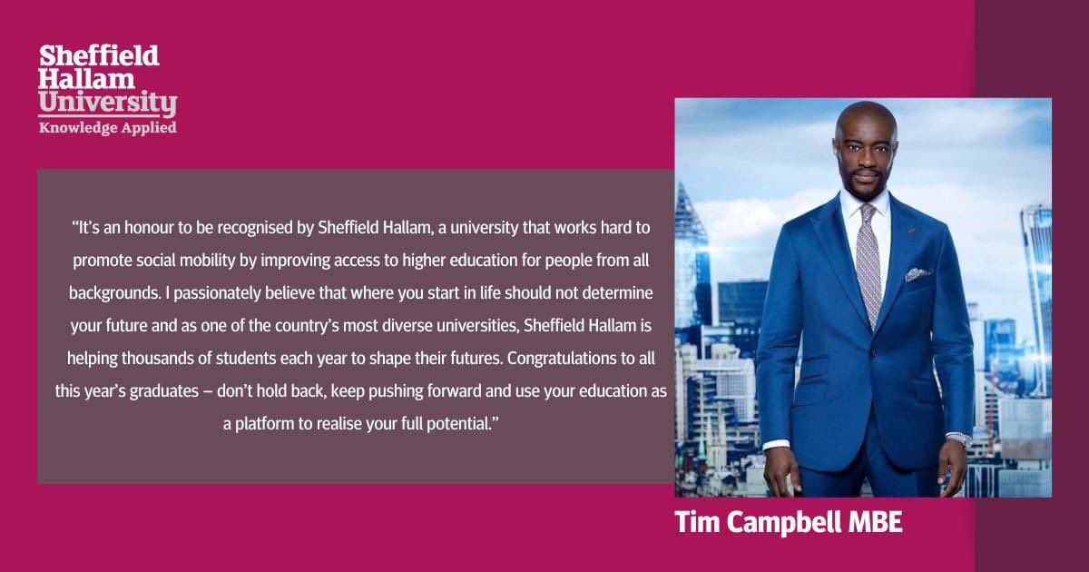 Congratulations to Tim Campbell MBE, who received an honorary doctorate this morning in recognition of his distinguished contribution to business and enterprise.