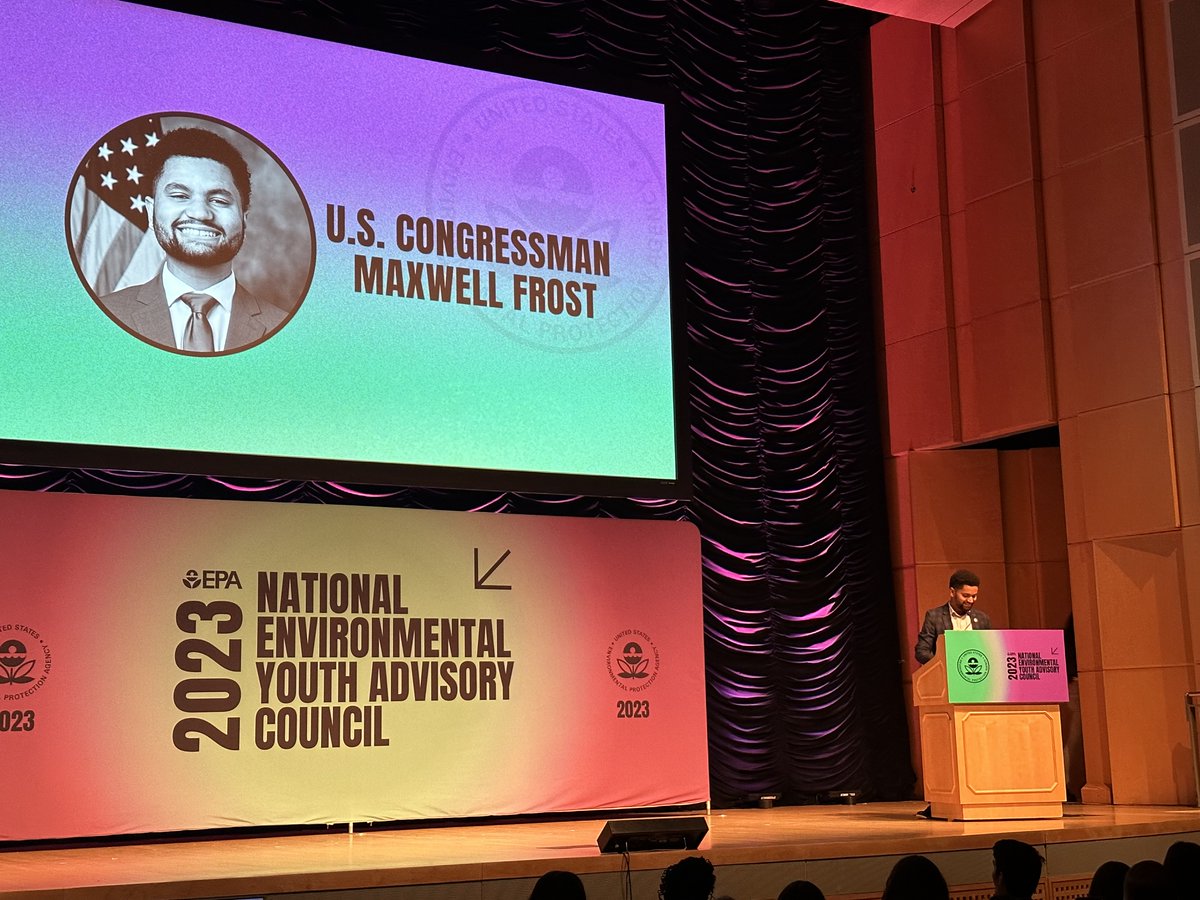 CleanAirMoms's tweet photo. "We know that the cost of not doing anything is far greater than the cost of taking bold action now," says @RepMaxwellFrost, calling for #ClimateActionNow at today's #NEYAC launch. WATCH: https://t.co/ah4GvS00oP https://t.co/QhqjC6Dd9n
