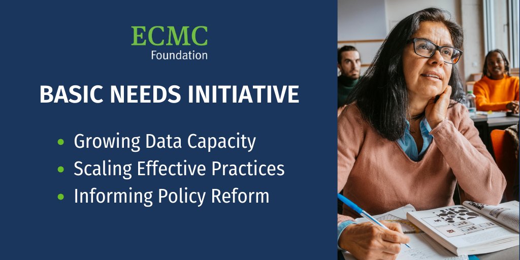 Our new Basic Needs Initiative strategy aims to decrease the percentage of postsecondary students experiencing basic needs insecurity by 10% by 2033. ecmcfoundation.org/what-we-do/ini…