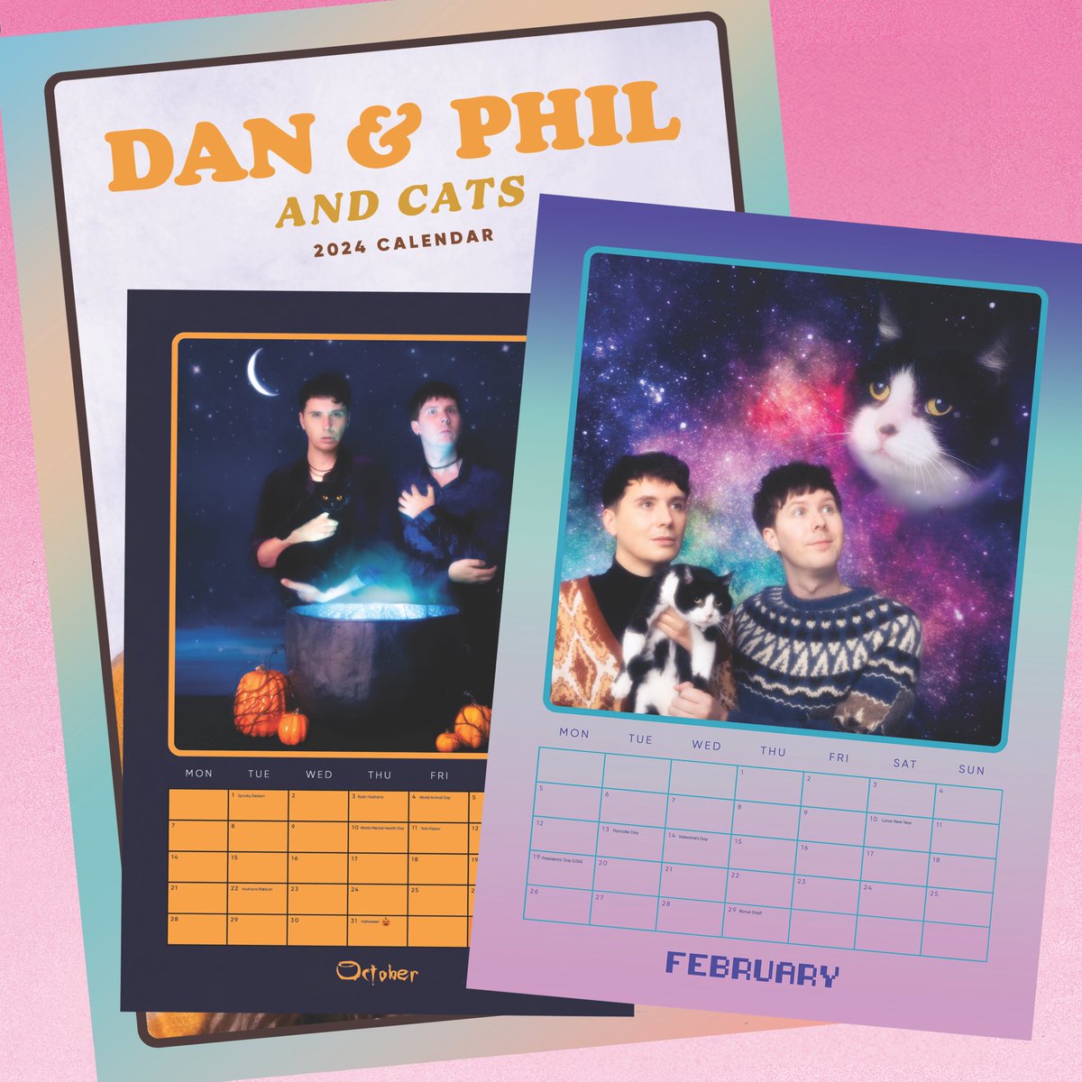 presenting: the Dan and Phil and Cats 2024 Calendar available now on danandphilshop.com 🌍 / us.danandphilshop.com 🌎