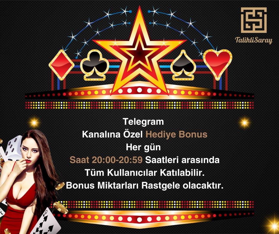 💰TalihliSaray Firması💰
Telegram Kanalına Özel Hediye Bonus
Her gün 
Saat 20:00-20:59 Saatleri arasında
Tüm Kullanıcılar Katılabilir.
Bonus Miktarları Rastgele olacaktır.
✅Talihli Saray Türkiyeye özel bir casino sitesidir.✅