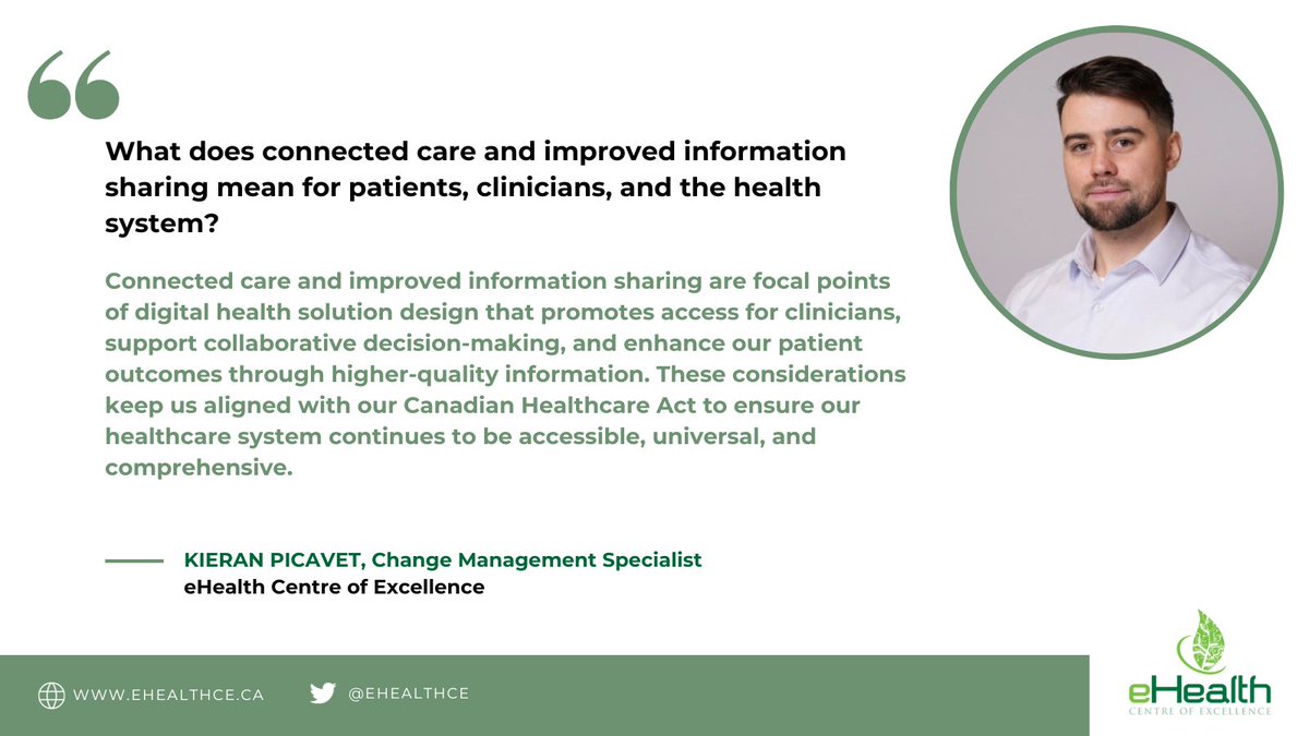 We asked some of our teammates at the eCE: "What does #ConnectedCare &amp; improved information sharing mean for patients, clinicians, and the health system?"

Here's what Kieran Picavet, #ChangeManagement Specialist, had to say. #ThinkDigitalHealth #DigitalHealth