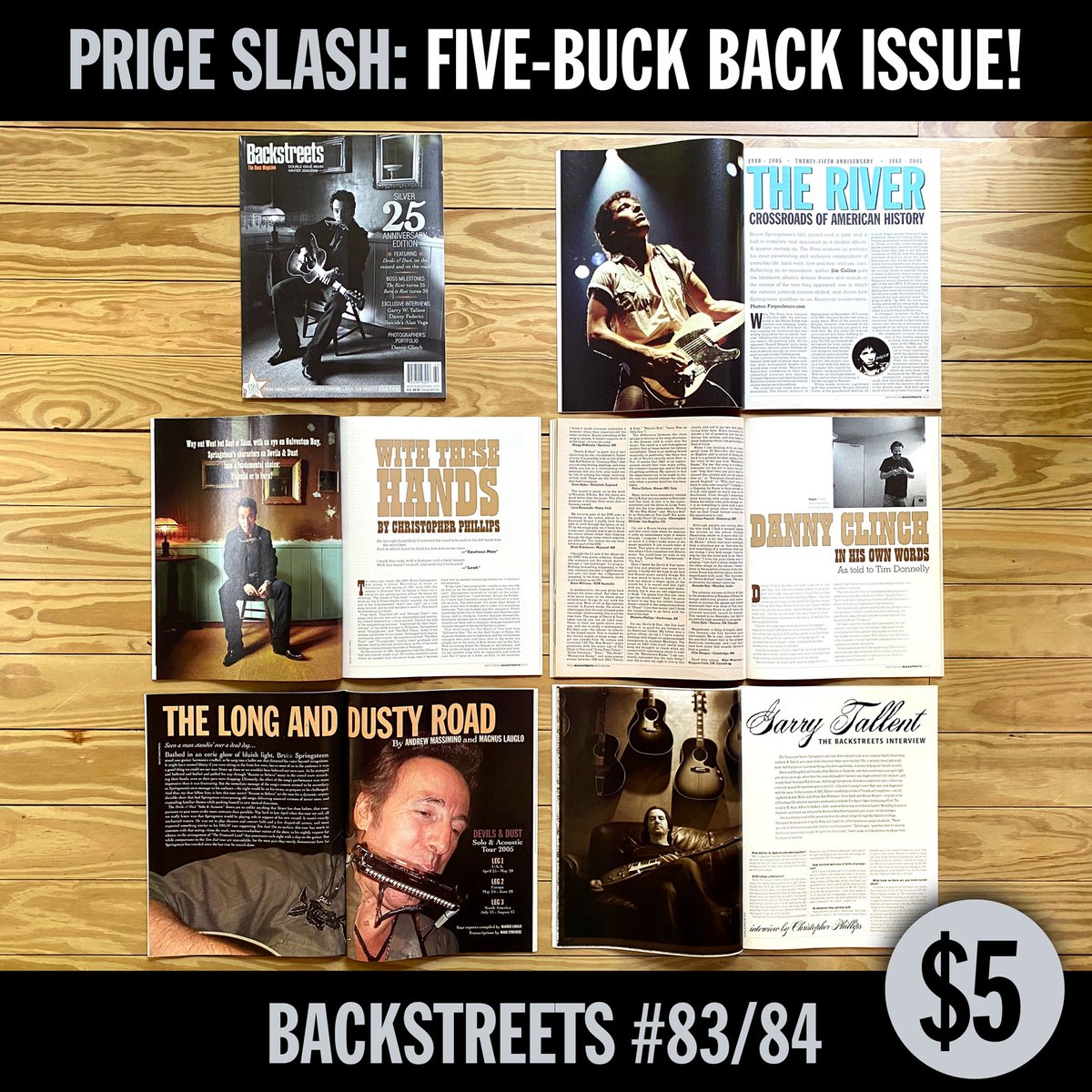 Backstreets Magazine (@backstreetsmag) on Twitter photo ANOTHER FIVE-BUCK BACK ISSUE, this one marked down from $12. Our 25th anniversary double issue was our biggest yet, 124 pages of Boss history and perfect-bound. Interviews with <a href="/gwtallent/">Garry Tallent</a>, Danny Federici, <a href="/ThomZimny/">thom zimny</a>, and <a href="/Danny_Clinch/">Danny Clinch</a>: backstreets.com/Merchant2/merc… ANOTHER FIVE-BUCK BACK ISSUE, this one marked down from $12. Our 25th anniversary double issue was our biggest yet, 124 pages of Boss history and perfect-bound. Interviews with <a href="/gwtallent/">Garry Tallent</a>, Danny Federici, <a href="/ThomZimny/">thom zimny</a>, and <a href="/Danny_Clinch/">Danny Clinch</a>: backstreets.com/Merchant2/merc…