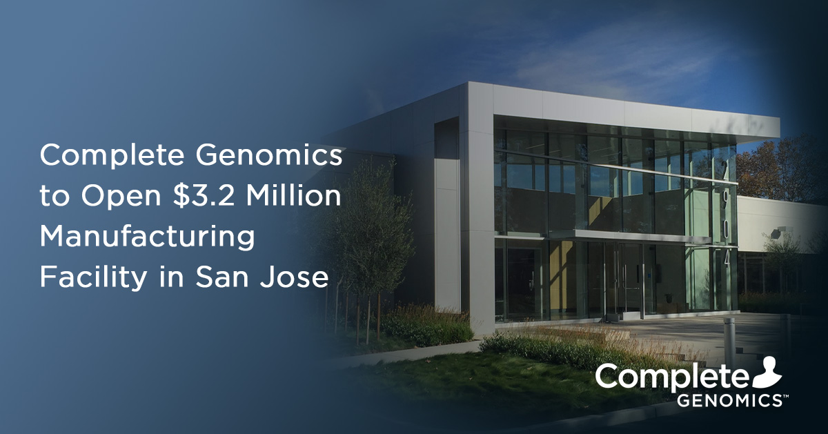 This new manufacturing facility at our San Jose, Calif. headquarters will mark Complete Genomics' first U.S.-based supply chain for faster delivery times for our customers. completegenomics.com/2023/11/16/com… #bayarea #sanjose #genomics #sequencing #DNBSEQ #ngs #wgs