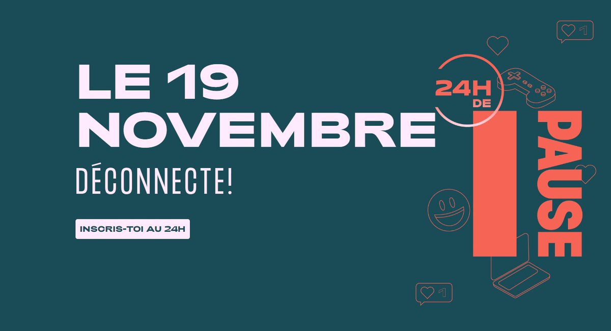 Ce dimanche 19 novembre, je me déconnecte. Pendant 24h, je relèverai le défi de mettre sur PAUSE tous mes écrans. Un premier pas vers l’intégration de la techno lente «slow tech» dans ma vie.

Relevez le défi avec moi! pausetonecran.com
«slow tech» bit.ly/3MK5htP
