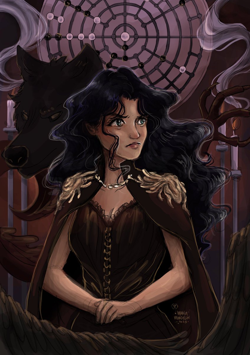 christykhealy's tweet photo. 🌟Two🌟months🌟to🌟go🌟 I'm so excited to share the GORGEOUS character art which @mariamarcelw has created for my MCs! She nailed their vibes perfectly — Rozlyn’s scowl, the Beast, the fidchell board, Jamie’s insufferable smirk, toxic-prince-charming that he is. https://t.co/6KVN8NpcIB