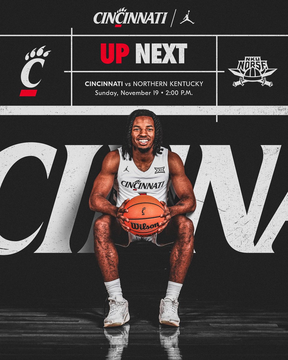 GoBearcatsMBB's tweet photo. UP NEXT: NKU
The Bearcats return to action on Sunday afternoon against the Norse, looking for a 4-0 start to the season!
๐๏ธ: https://t.co/9WWVjIZYon https://t.co/3wvK230CTm