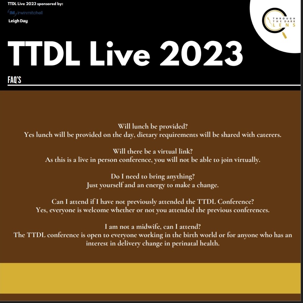 Just over a week to go, final few tickets now remaining!
.
We have shared a few FAQ's we have had recently
.
Any other questions, please do let us know!

#ttdlconference #ttdllive23 #darklenspledge