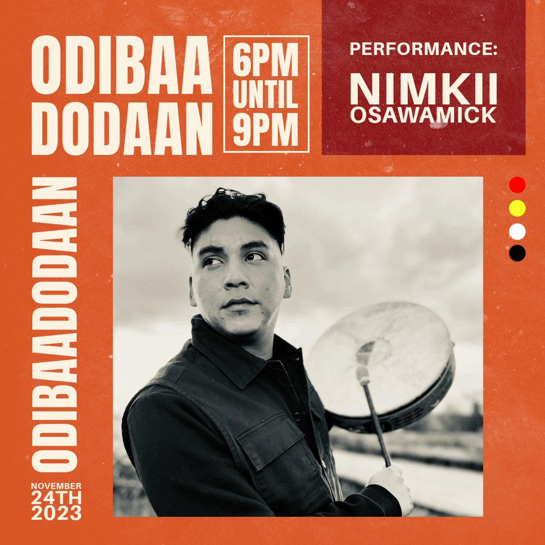 Odibaadodaan: Celebrating First Nation, Métis and Inuit Storytellers

Celebrate a variety of First Nation, Métis, and Inuit storytellers across various mediums and disciplines within our community.

📆 November 24, 6–9 pm
📍 Robert McLaughlin Gallery <a href="/theRMG/">The RMG</a>
✅ Drop-in