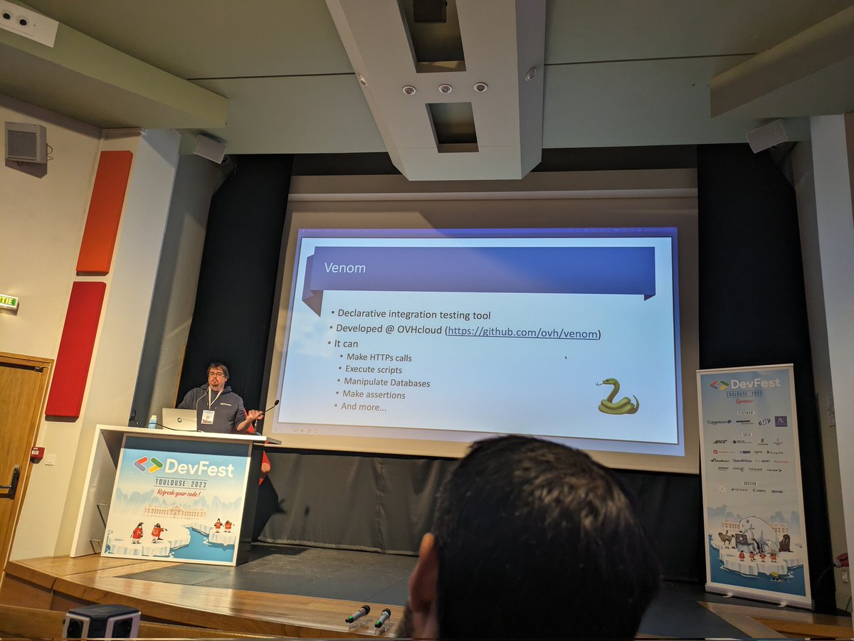 aurelievache's tweet image. C&apos;est partit pour le talk de Gwendal Leclerc sur les solutions pour tester des microservices 

Spoiler alert: va y avoir du Venom 😇 mais pas seulement, du Smocker aussi 🙂

blog.ovhcloud.com/venom-%F0%9F%9…

@DevFestToulouse

#GrayBoxTesting