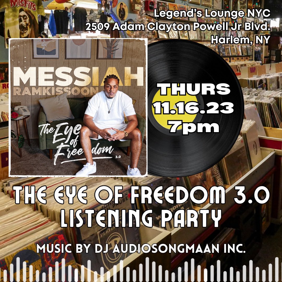 Inviting the art lovers and supporters to my EP listening party tonight in Harlem. 7pm-9m. See flyer for location and details.