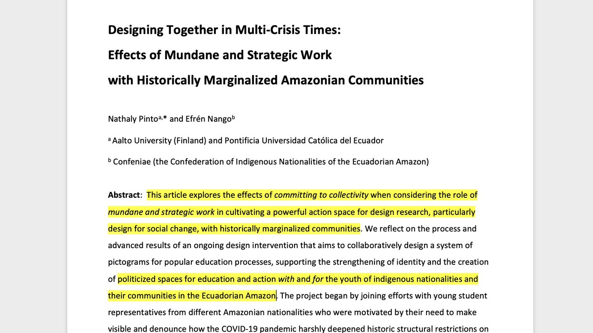 nacapito's tweet photo. At the #SocialDesignNetwork conference hosted by @MOMEBUDAPEST, I presented the paper co-authored with @IngEfrenNango: Designing Together in Multi-Crisis Times: Effects of Mundane and Strategic Work with Historically Marginalized Amazonian Communities 🌱📖
#DesignForSocialChange https://t.co/5ffQcuVdm3