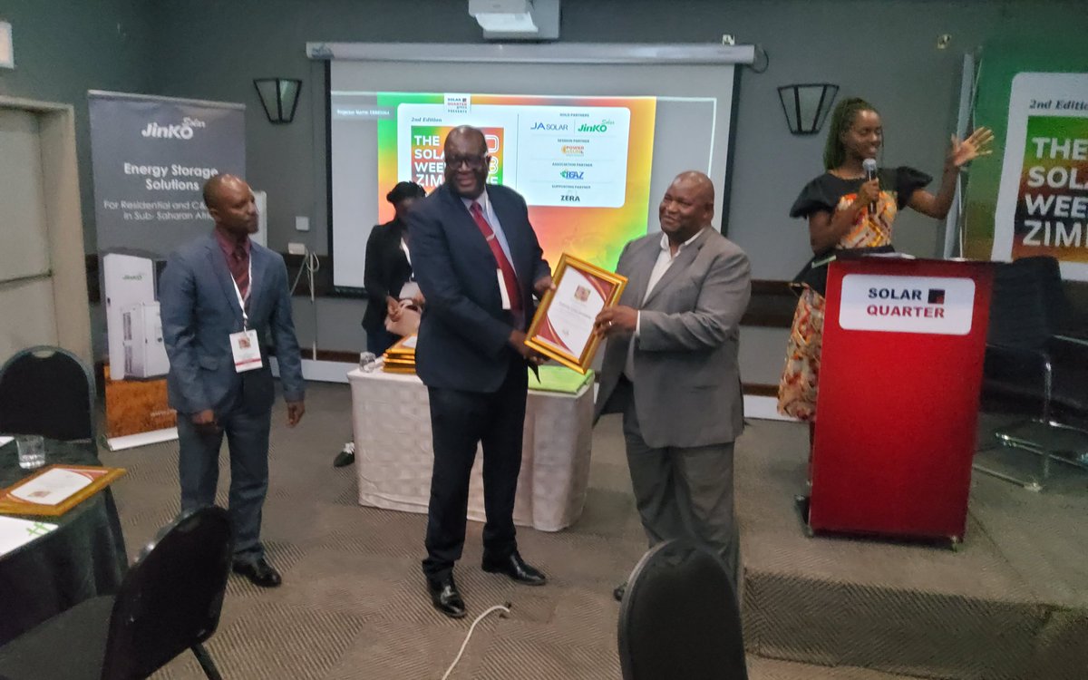 zeraenergy's tweet image. Congratulations to #ZERA for receiving an Honorary Award  from #SolarQuarter on being the strategic arm of the Ministry of Energy and Power Development that makes commendable efforts in enabling and promoting strides in renewable energy uptake whilst maintaining inclusiveness.