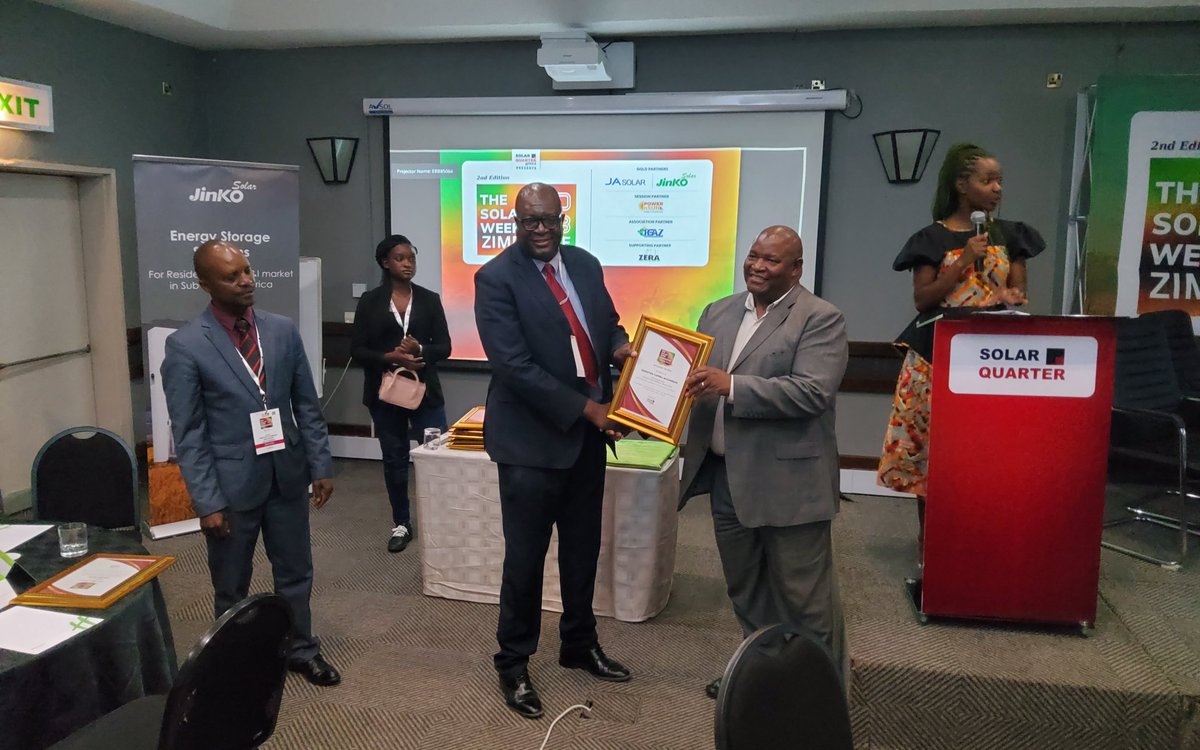 zeraenergy's tweet image. Congratulations to #ZERA for receiving an Honorary Award  from #SolarQuarter on being the strategic arm of the Ministry of Energy and Power Development that makes commendable efforts in enabling and promoting strides in renewable energy uptake whilst maintaining inclusiveness.