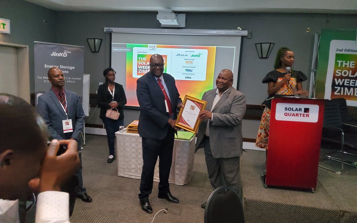 zeraenergy's tweet image. Congratulations to #ZERA for receiving an Honorary Award  from #SolarQuarter on being the strategic arm of the Ministry of Energy and Power Development that makes commendable efforts in enabling and promoting strides in renewable energy uptake whilst maintaining inclusiveness.